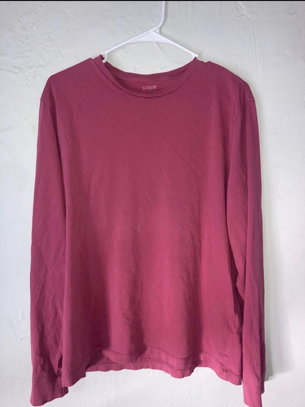 J. Crew Factory Men's Long-Sleeve Crewneck Tee - Berry Pink